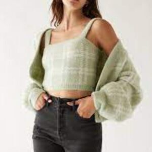 Pac Sun Kendall & Kylie Fuzzy Square Neck Tank Top - Size S NWT